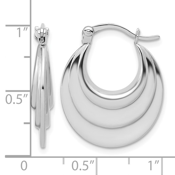 Leslie's Sterling Silver RH-plated Polished and Grooved Oval Hoop Earrings