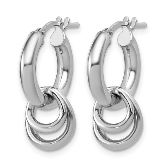 Leslie's Sterling Silver RH-plated Polished Circle Dangle Hoop Earrings