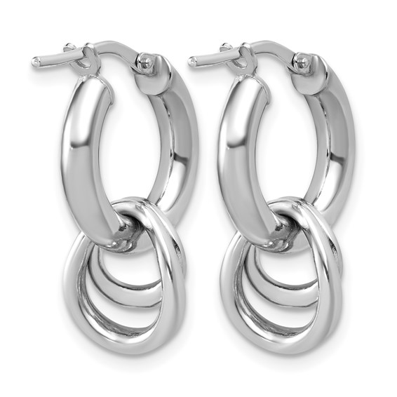 Leslie's Sterling Silver RH-plated Polished Circle Dangle Hoop Earrings
