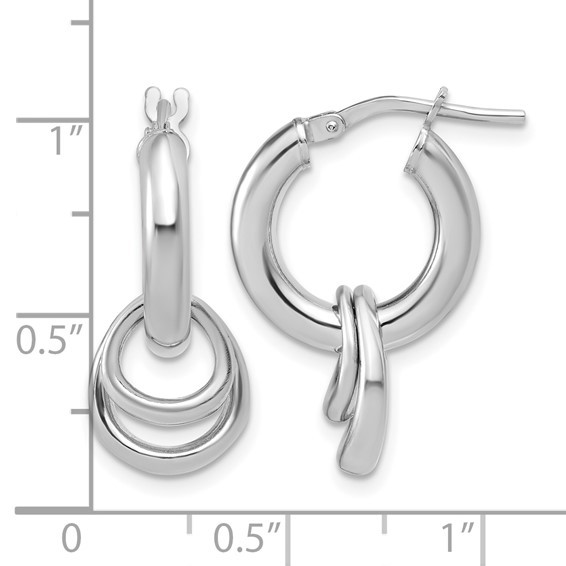 Leslie's Sterling Silver RH-plated Polished Circle Dangle Hoop Earrings