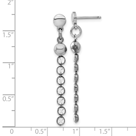 Leslie's SS and Ruthenium-plated Diamond-cut Post Dangle Earrings