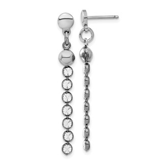 Leslie's SS and Ruthenium-plated Diamond-cut Post Dangle Earrings