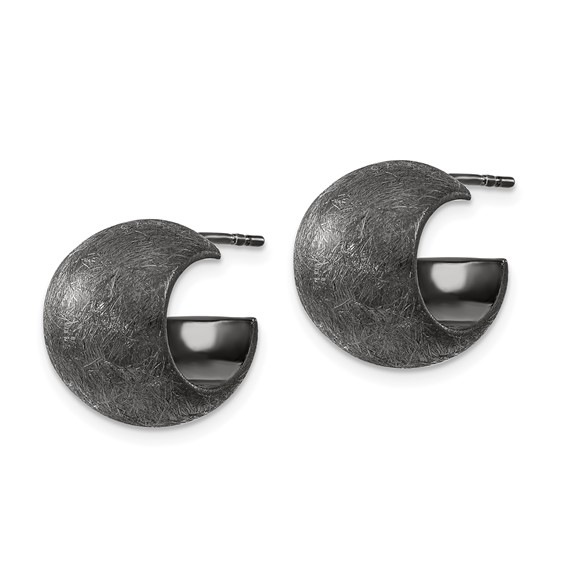 Leslie's Sterling Silver & Black Ruthenium-plated Scratch Finish Post C-Hoop Earrings