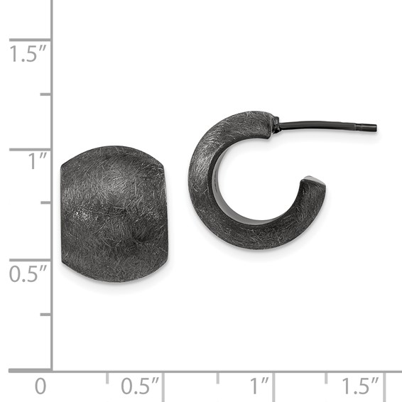 Leslie's Sterling Silver & Black Ruthenium-plated Scratch Finish Post C-Hoop Earrings