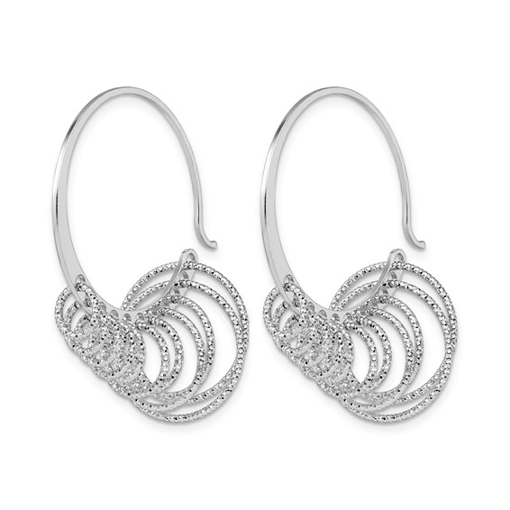 Leslie's Sterling Silver RH-plated Polished and Laser-cut Hoop Earrings