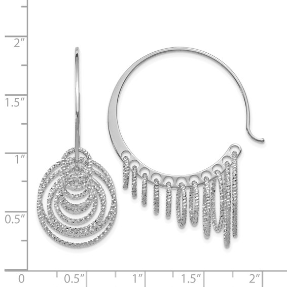 Leslie's Sterling Silver RH-plated Polished and Laser-cut Hoop Earrings