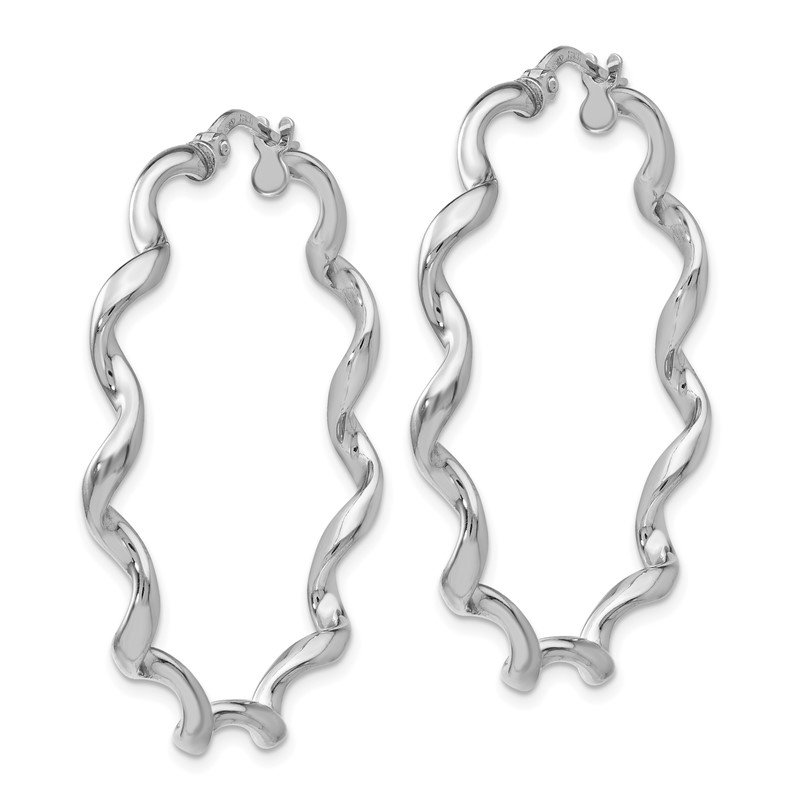 Sterling Silver RH-plated Polished Twisted Hoop Earrings
