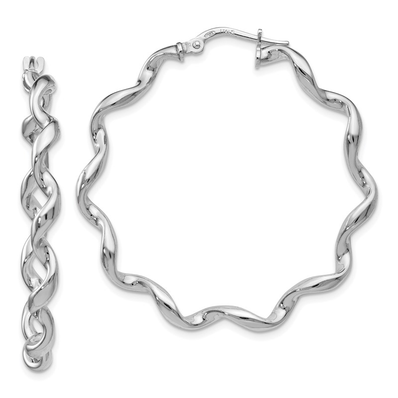 Sterling Silver RH-plated Polished Twisted Hoop Earrings