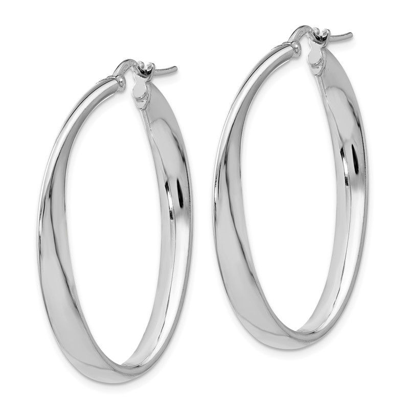 Sterling Silver RH-plated Polished Twisted Oval Hoop Earrings