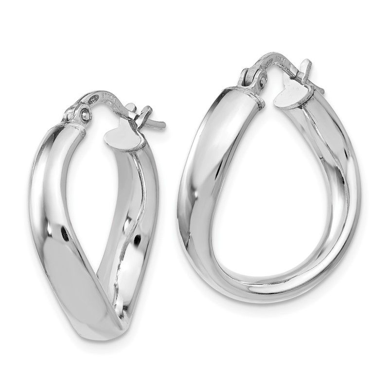 Sterling Silver RH-plated Polished Twisted Hoop Earrings