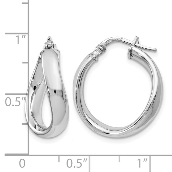 Leslie's Sterling Silver RH-plated Polished Twisted Hoop Earrings