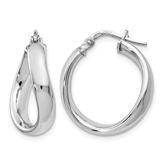 Leslie's Sterling Silver RH-plated Polished Twisted Hoop Earrings