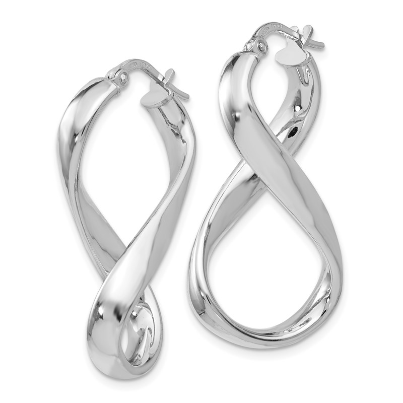 Sterling Silver RH-plated Polished Twisted Hoop Earrings