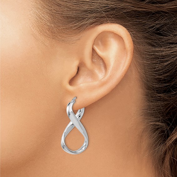 Leslie's Sterling Silver RH-plated Polished Twisted Hoop Earrings