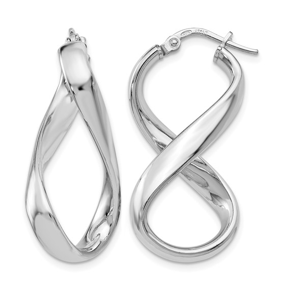 Leslie's Sterling Silver RH-plated Polished Twisted Hoop Earrings