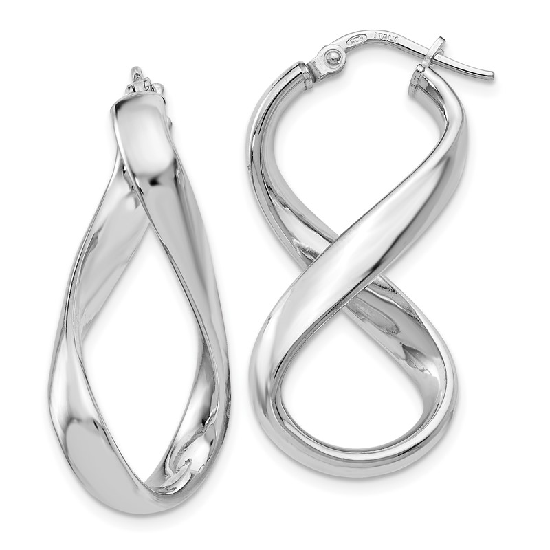 Sterling Silver RH-plated Polished Twisted Hoop Earrings