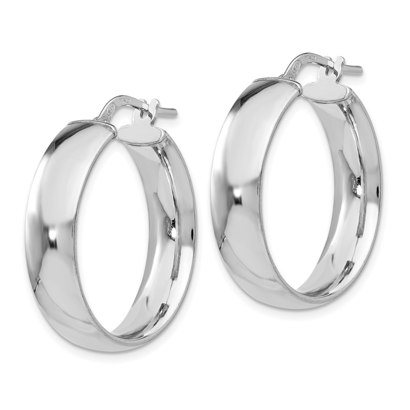 Sterling Silver RH-plated Polished Hinged Hoop Earrings