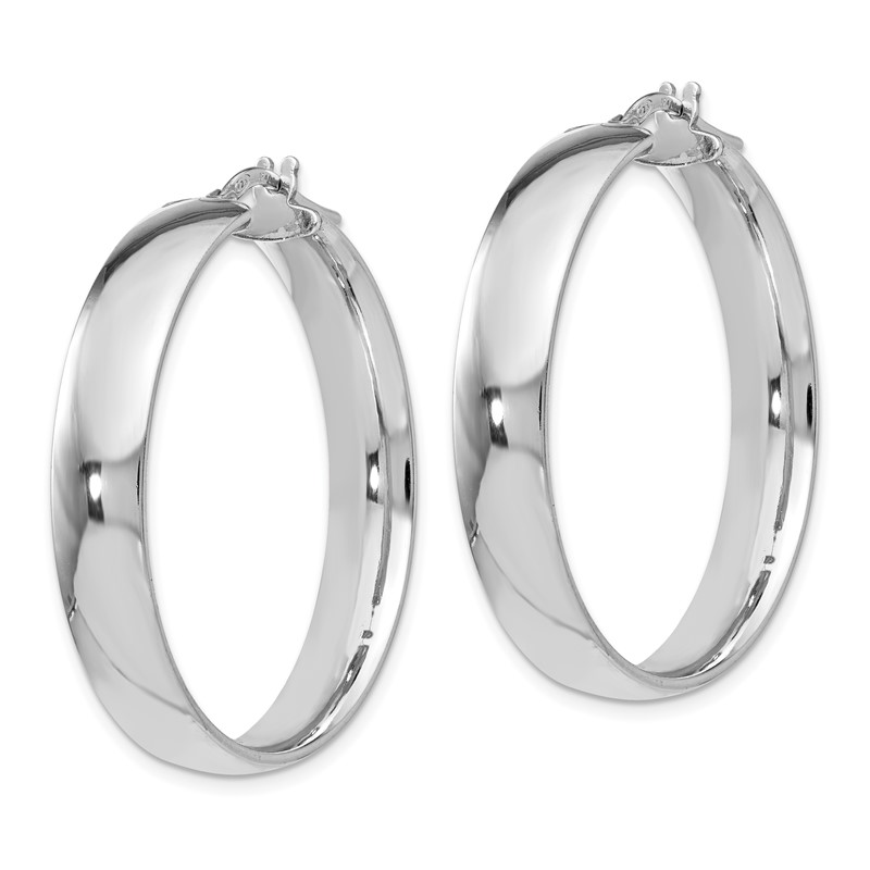 Sterling Silver RH-plated Polished Hinged Hoop Earrings