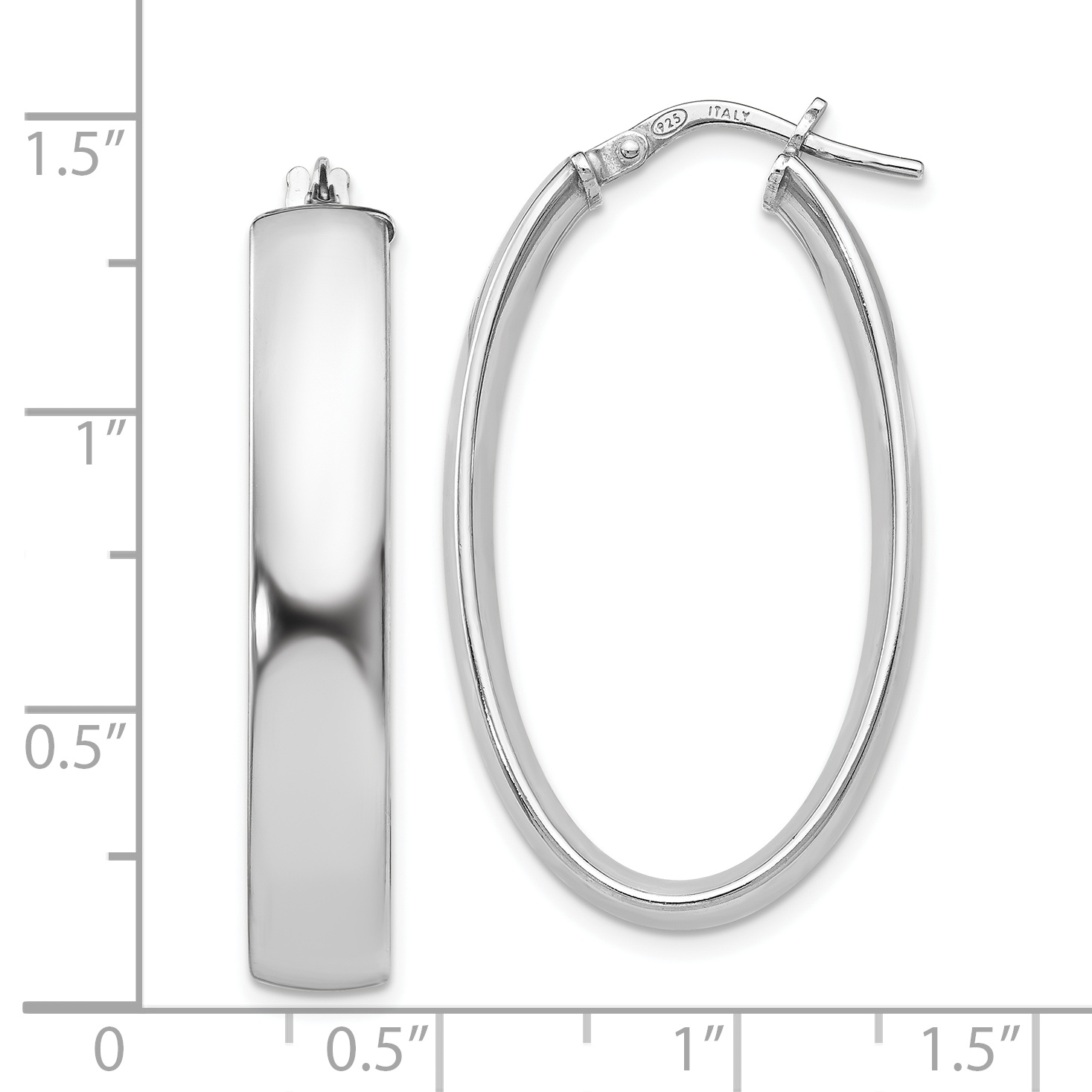 Pendientes de aro con bisagras ovaladas pulidos chapados en diestro QLE265 - Imagen 4 de 4