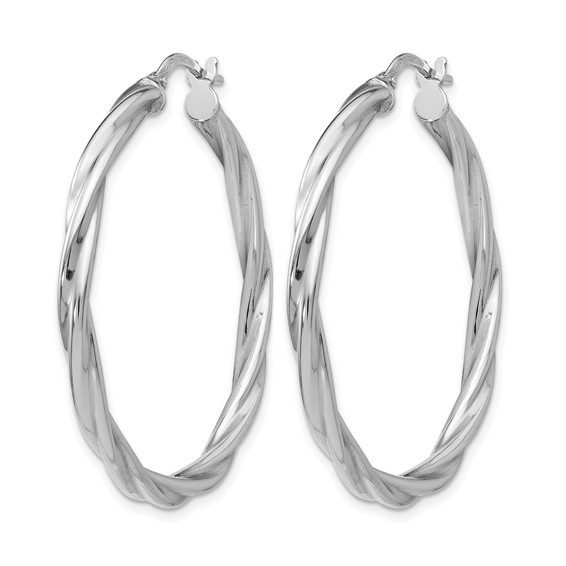 Leslie's Sterling Silver Polished and Twisted Hoop Earrings