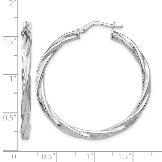 Leslie's Sterling Silver Polished and Twisted Hoop Earrings