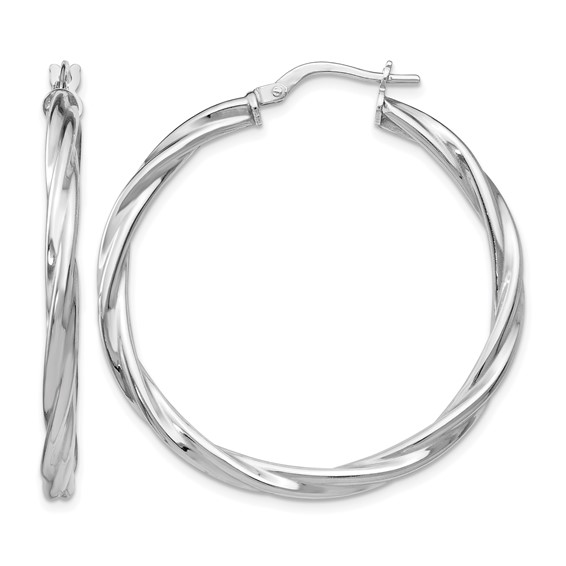 Leslie's Sterling Silver Polished and Twisted Hoop Earrings