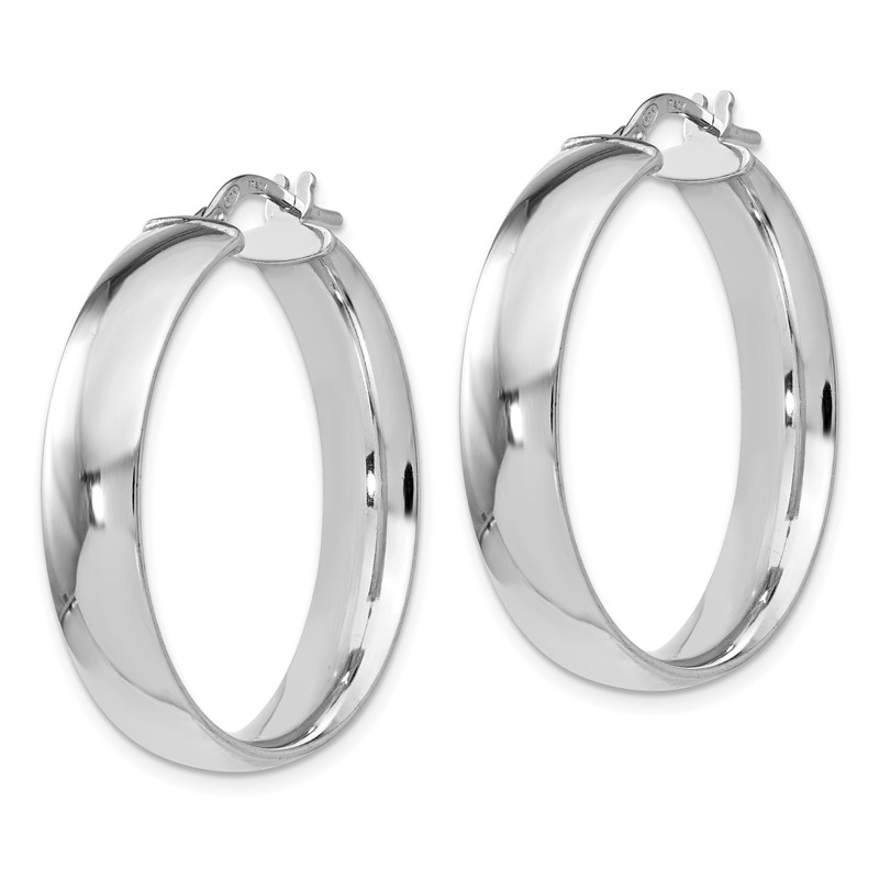 Sterling Silver RH-plated Polished Hinged Hoop Earrings