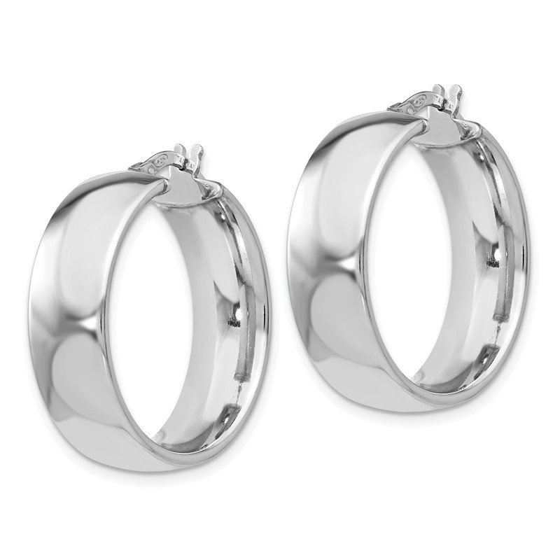 Sterling Silver RH-plated Polished Hinged Hoop Earrings