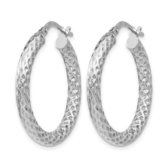 Leslie's Sterling Silver Polished and Textured Hoop Earrings