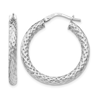 Leslie's Sterling Silver Polished and Textured Hoop Earrings