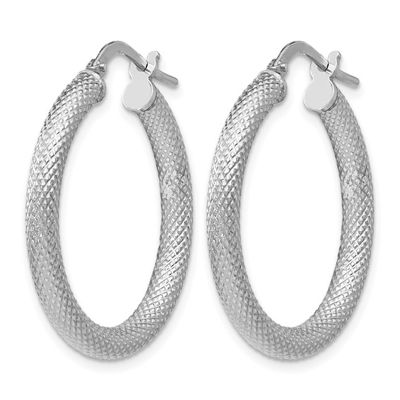 Leslie's Sterling Silver RH-plated Textured Hinged Hoop Earrings