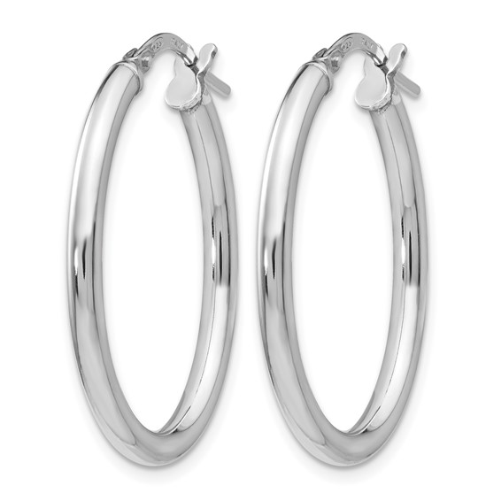Leslie's Sterling Silver RH-plated Polished Oval Hinged Hoop Earrings