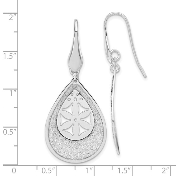 Leslie's SS Polished Lasercut Flower Teardrop Dangle Earrings