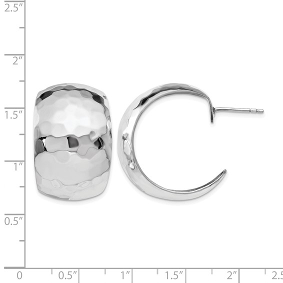 Leslie's Sterling Silver RH-plated Polished Hammered Post Earrings
