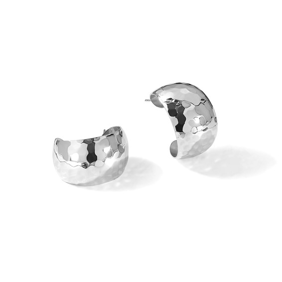 Leslie's Sterling Silver RH-plated Polished Hammered Post Earrings