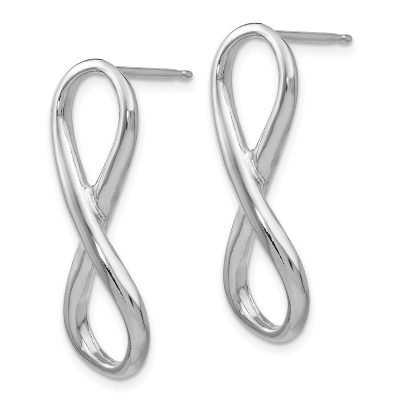 Sterling Silver RH-plated Polished Infinity Symbol Post Earrings