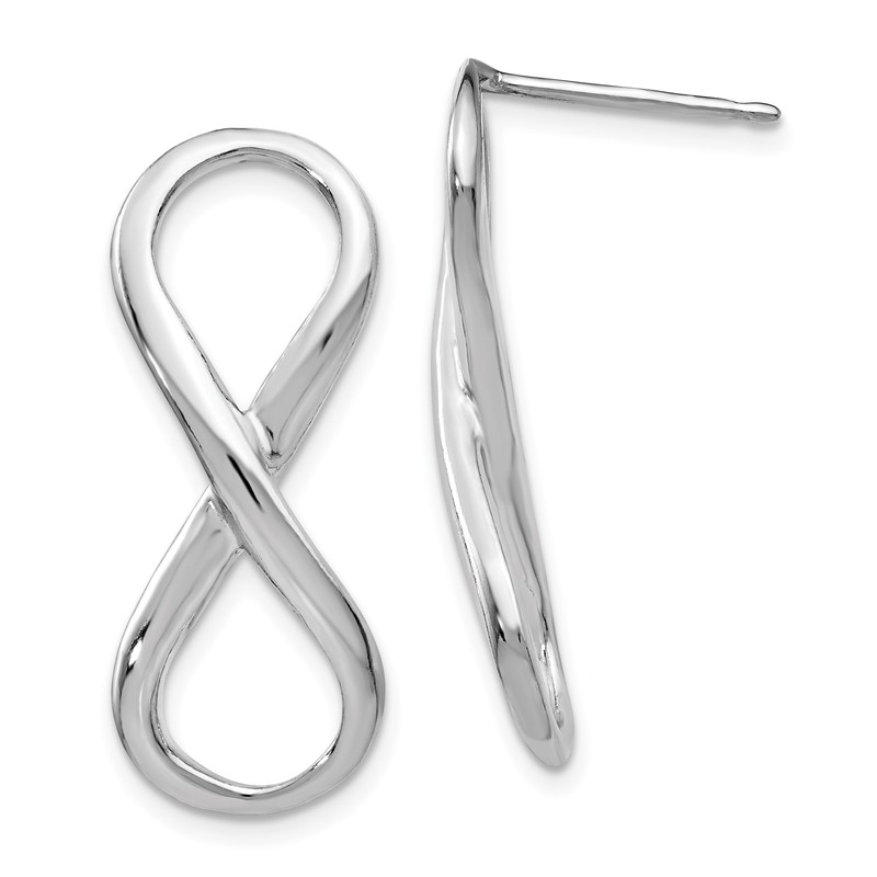 Sterling Silver RH-plated Polished Infinity Symbol Post Earrings