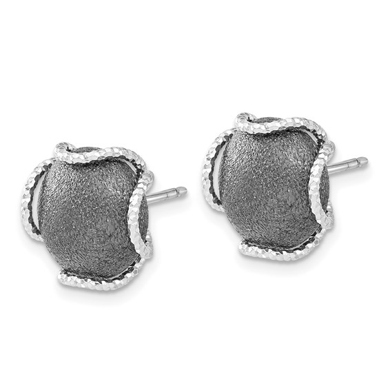 Leslie's SS Ruthenium-plated Textured & Laser-cut Post Earrings