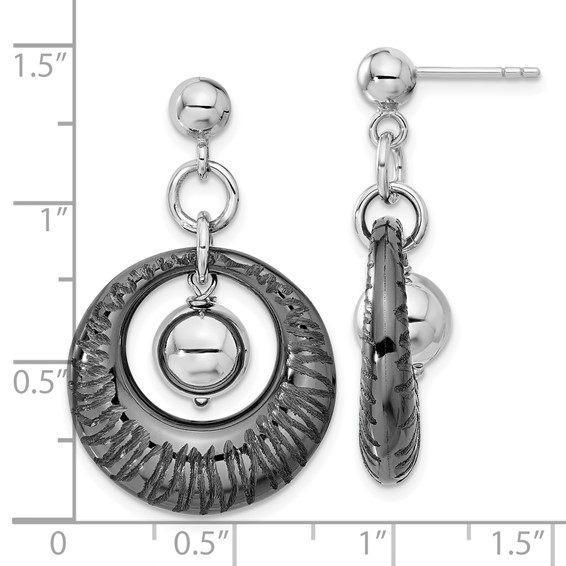 Leslie's SS Ruthenium-plated Polished & Textured Dangle Earrings