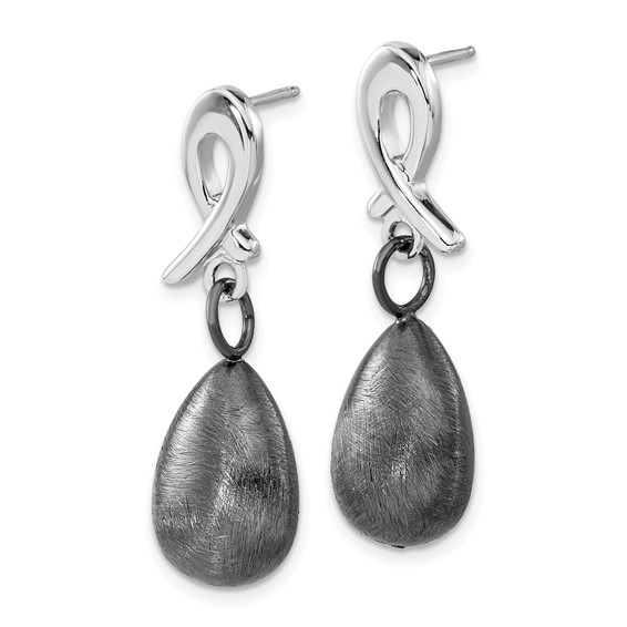 Leslie's SS Ruthenium-plated Polished/Scratch Finish Post Dangle Earrings