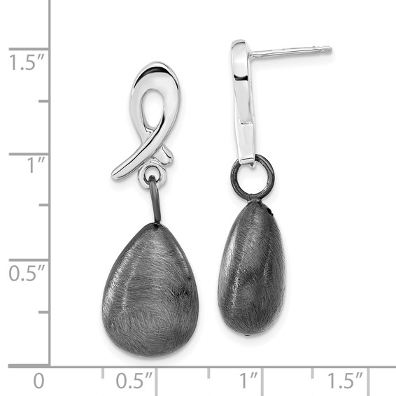 Leslie's SS Ruthenium-plated Polished/Scratch Finish Post Dangle Earrings