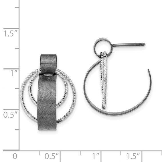 Leslie's Sterling Silver Ruthenium-plated Textured Post Dangle Earrings