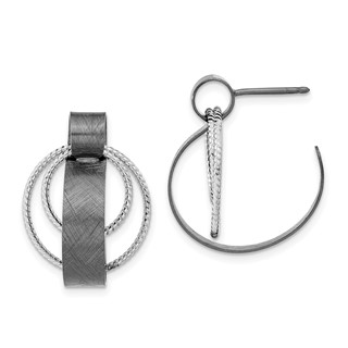 Leslie's Sterling Silver Ruthenium-plated Textured Post Dangle Earrings