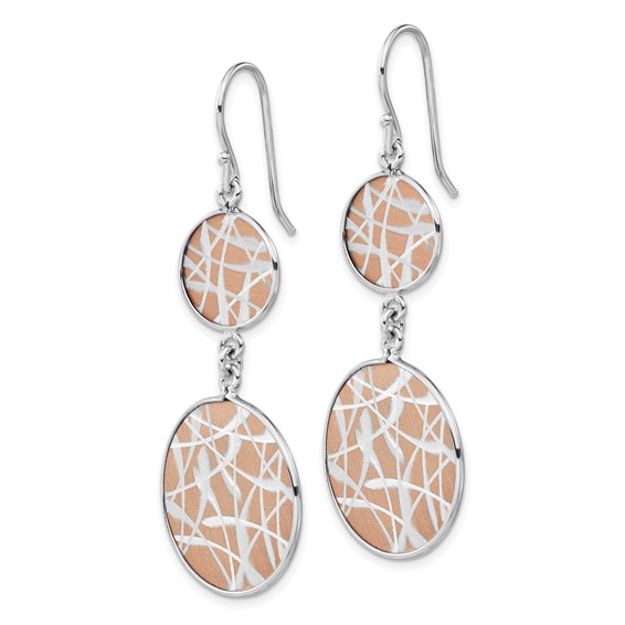 Leslie's SS Rose Gold-plated Laser Design & Satin Circles Dangle Earrings