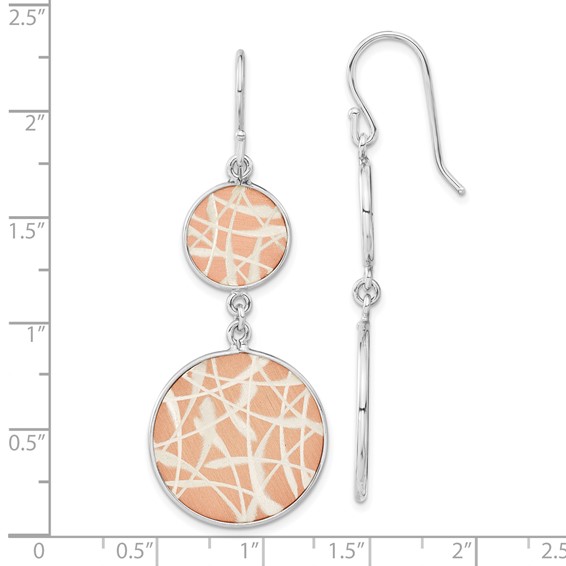 Leslie's SS Rose Gold-plated Laser Design & Satin Circles Dangle Earrings