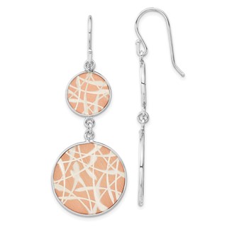 Leslie's SS Rose Gold-plated Laser Design & Satin Circles Dangle Earrings