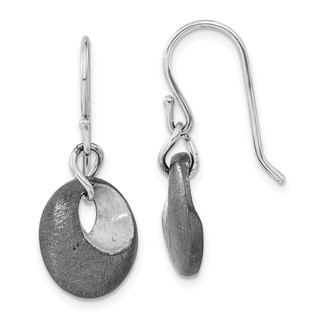 Leslie's SS Ruthenium-plated Scratch Finish Oval Dangle Earrings