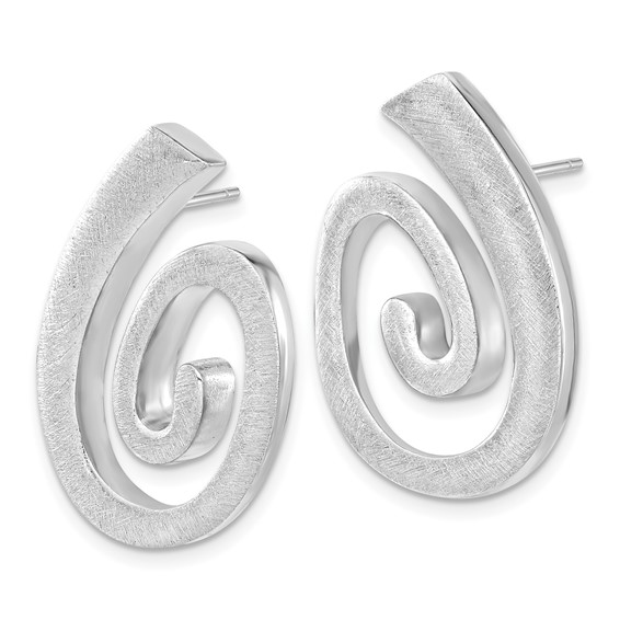 Leslie's Sterling Silver Polished & Textured Swirl Post Dangle Earrings