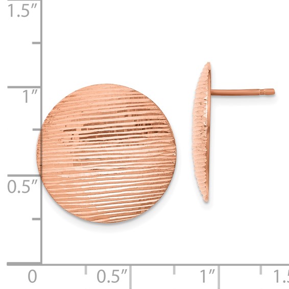 Leslie's Sterling Silver Rose-tone Flash 24k Plated Diamond-cut Circle Earrings