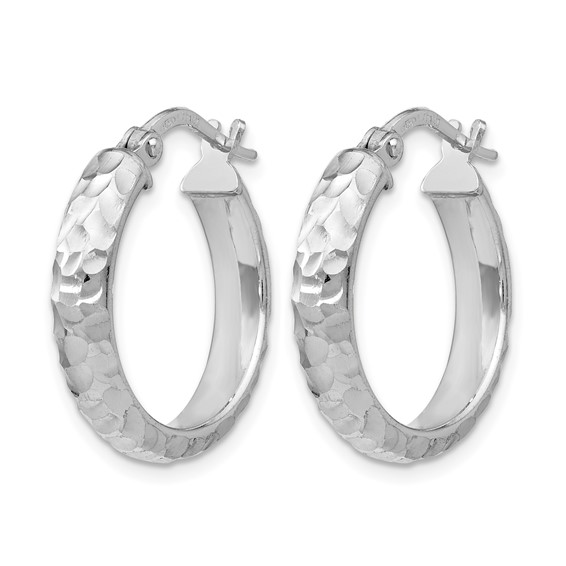 Leslie's SS Radiant Essence Rhodium-plated Hinged Hoop Earrings